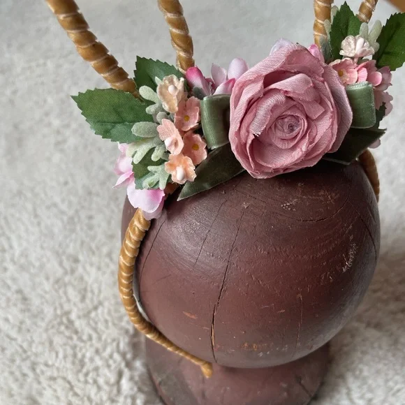 English Rose Garden Velvet Bunny Ear Headband